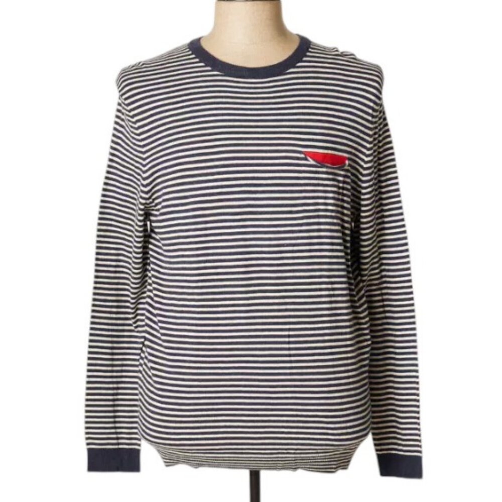 Harris Wilson blue and grey striped oversized sweater size M